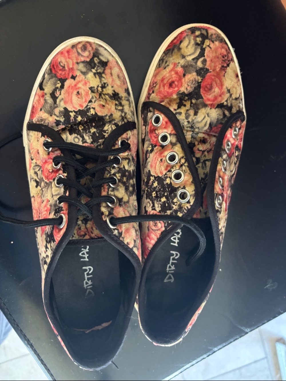 Dirty Laundry Floral Sneakers - Pink, Black, Cream